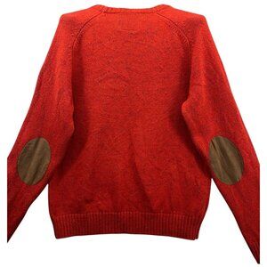 American Eagle Mens Sweater Sz L Confetti Red Elbow Patches Academia Preppy Logo